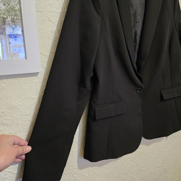WORTHINGTON Black Womens Blazer 1 Button Closure Single Breasted Jacket Size 14 - Picture 12 of 17